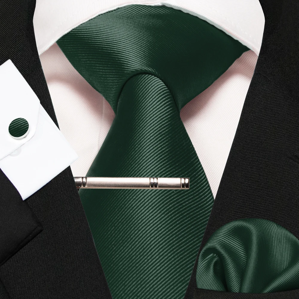 Klassische Seidenkrawatte für Herren in Rot, Blau, Grün, Business-Hochzeitskrawatte für Männer, Set mit Einstecktuch und Manschettenknöpfen, Geschenk für den Bräutigam – Detail 15