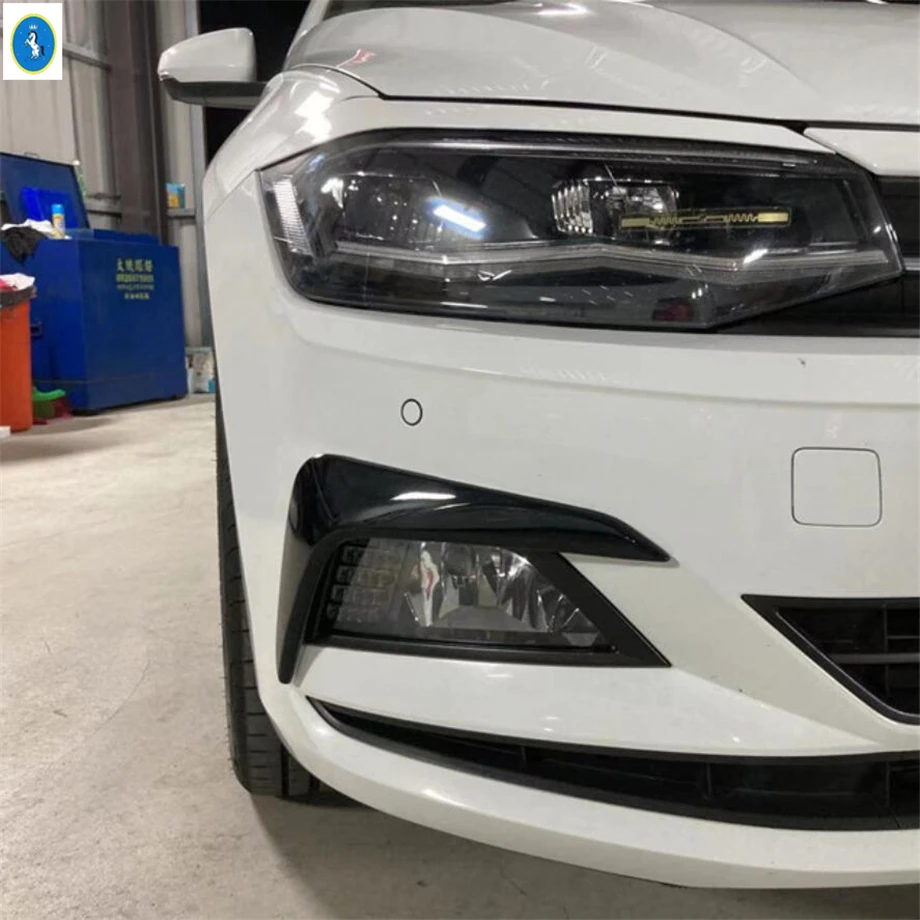 Auto Front Bumper Fog Lights Eyebrow Lamps Eyelid Wind Knife Stripes Accessories Cover Trim For VW Volkswagen Polo 2019 - 2023