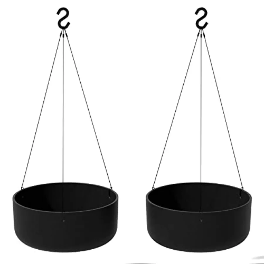 

Outdoor balcony/patio hanging planter in Kona color, plastic-stone composite material, modern round design with integrated hang