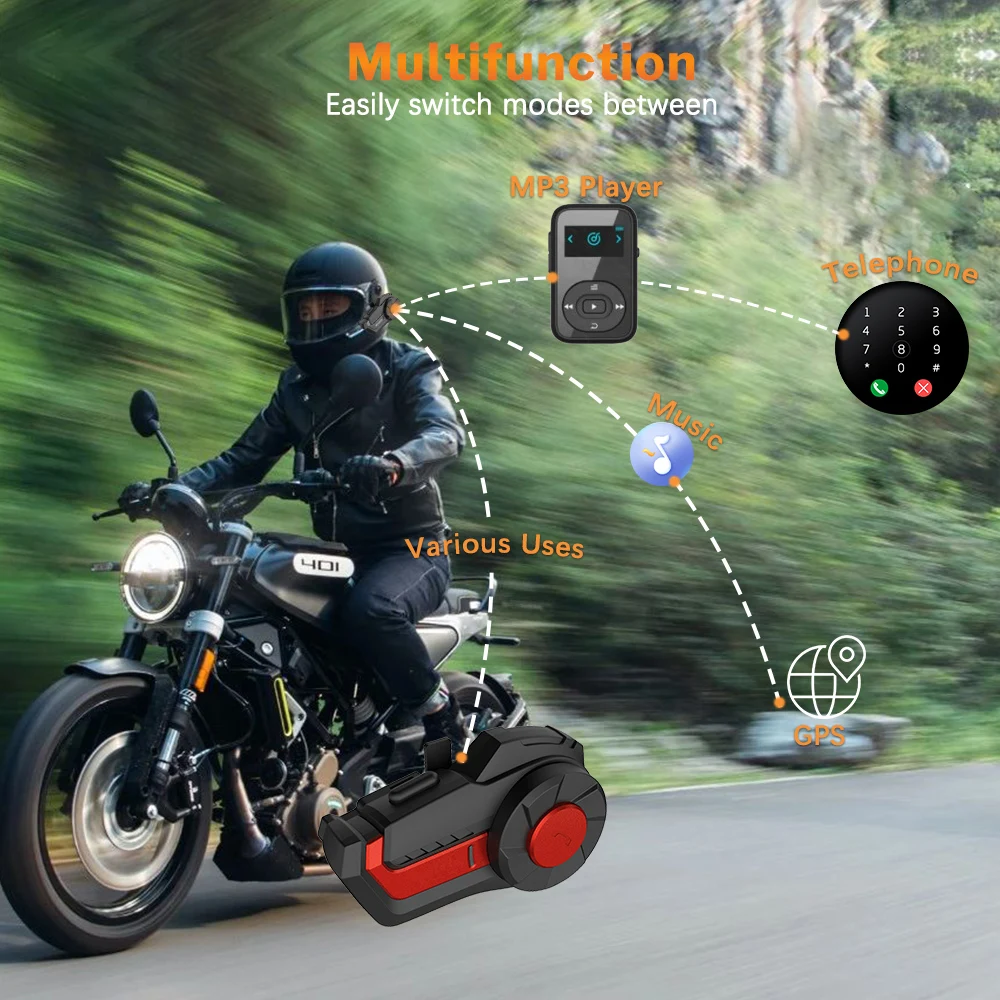 Deelife Motorcycle Helmet Intercom Wireless Bluetooth 5.0 Handsfree Moto Headset Communicator Waterproof Interphone