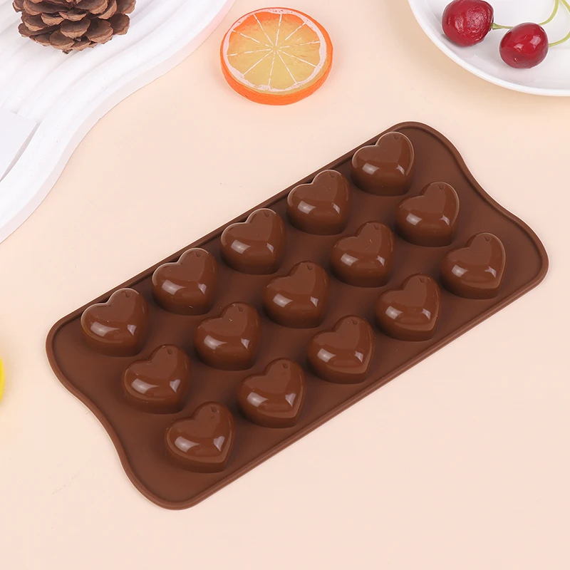 Nieuwe 1Pc 15 Gat Driedimensionale hartvormige Siliconen Mal DIY Chocolade Ijs Raster Mousse Schimmel Zachte Snoep bakvorm