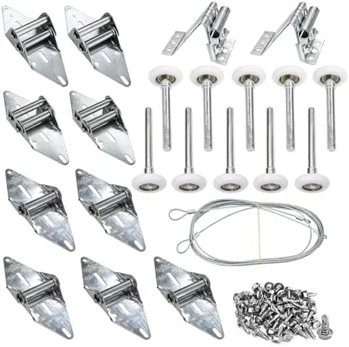 

Комплект роликов и петель для гаражных ворот 7 футов – Полный набор для обслуживания с колесами, кронштейнами, тросом – Прочные сменные детали для фурнитуры