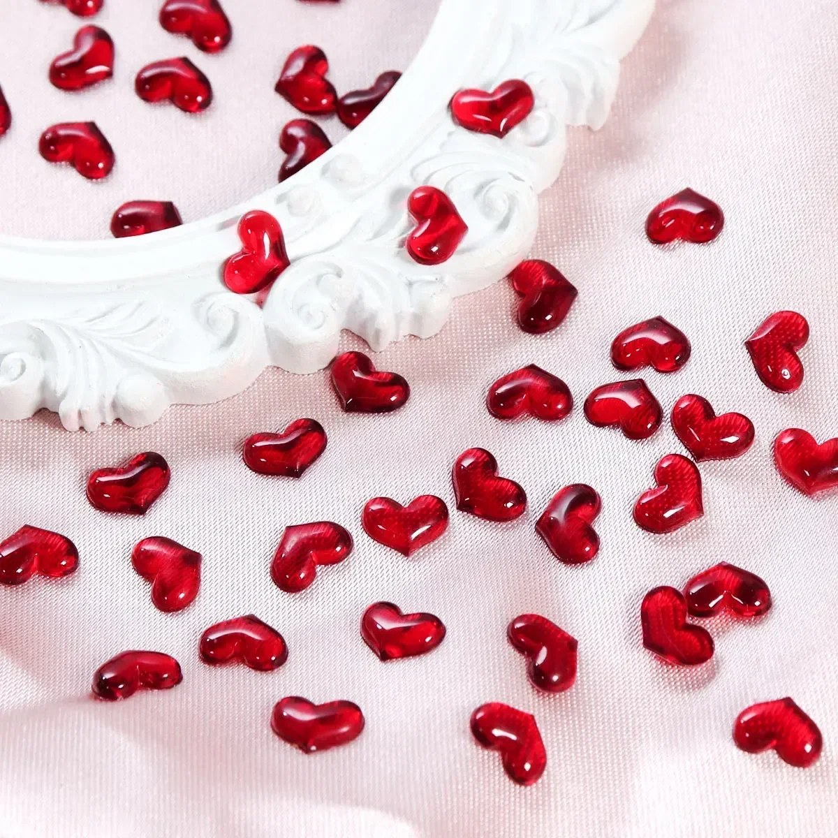 30pc Cute Love Heart Nail Charms Transparent Cherry Red Resin Rhinestones Jewels Valentine's Decoration Nail Art Parts Supplies