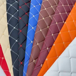 Rhombus Pattern PVC Artificial Leather Fabric Sponge Quilted Embroidered Faux Leather Upholstery Furniture Car Interior Decor
