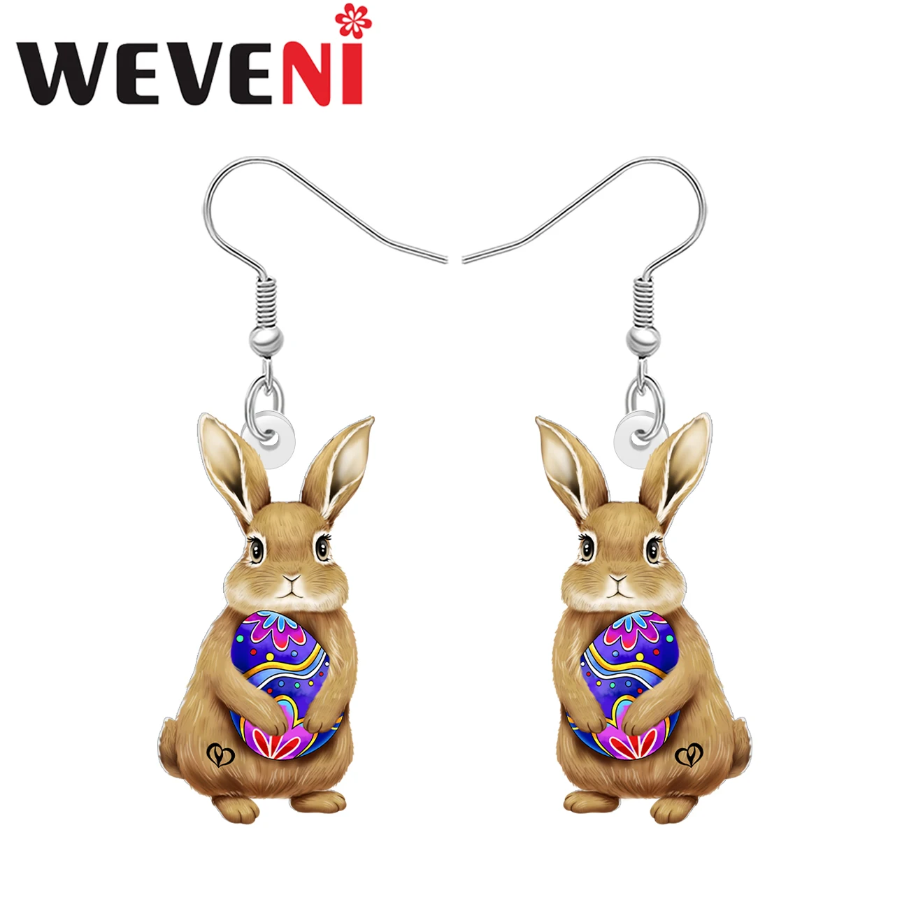 WEVENI пасхальные акриловые очаровательные окрашенные серьги в виде яичной скорлупы с кроликом, милые украшения в виде кролика для женщин и девочек, вечерние подарочные аксессуары