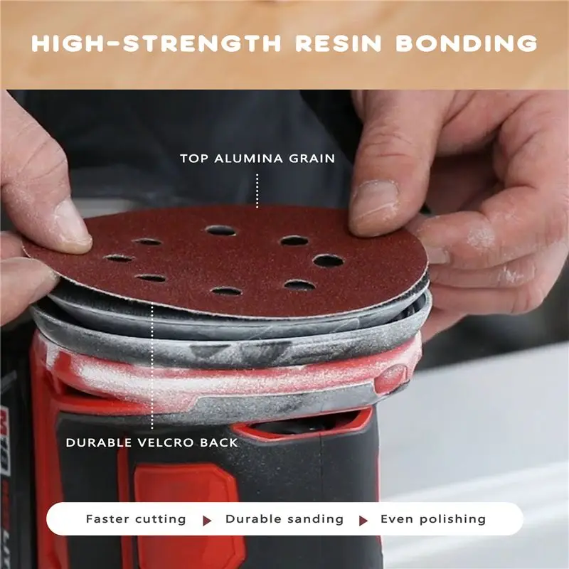 

Happy New- 100 PCS 5 Inch 8 Holes Hook And Loop Sanding Disc Sandpaper, 20 Pcs Each Of 600 800 1000 1500 2000 Grits Sand Paper F