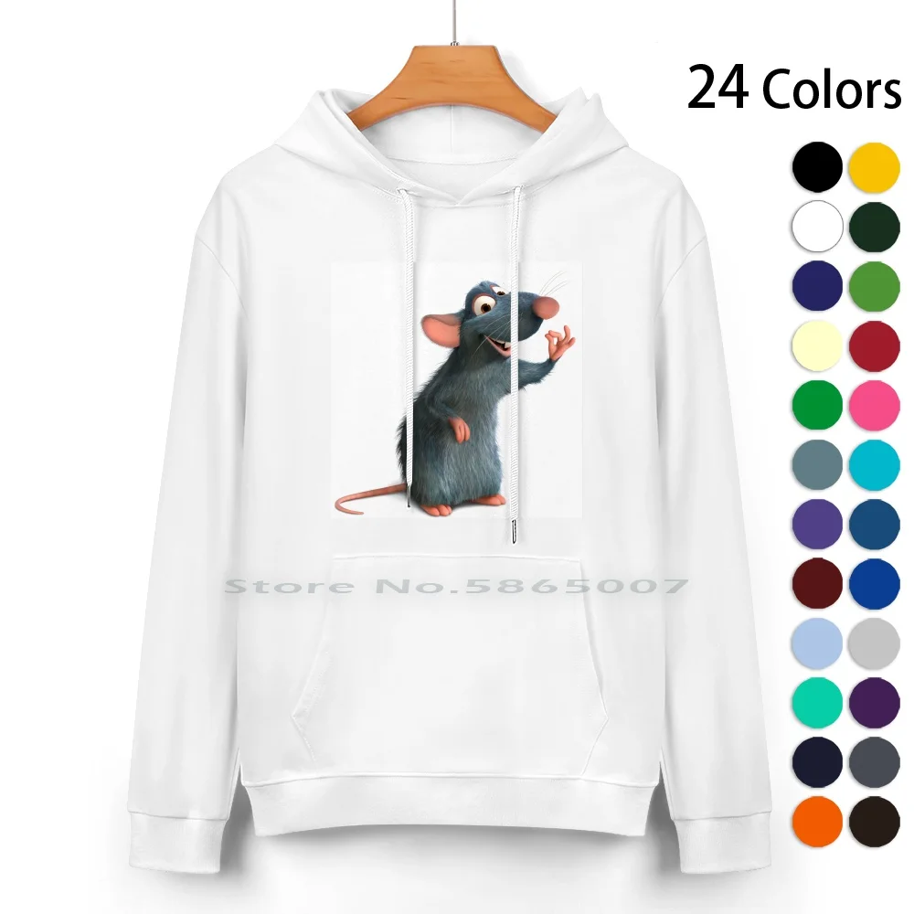 Ratatouille Pure Cotton Hoodie Sweater 24 Colors Ratatouille Remy Cartoon 100% Cotton Hooded Sweatshirt For Women Men Unisex