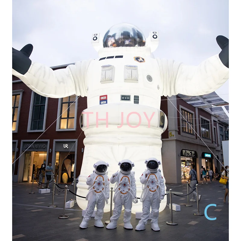 8m giant inflatable spaceman cartoon, led lighting inflatable astronaut balloon character outdoors