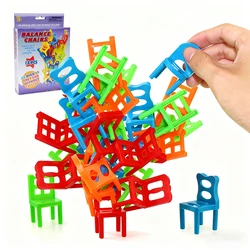 18Pcs/Set Mini Balance Chairs Game Stacking Blocks Assembly Family Game Balancing Training Interactive Educational Toy for Kids
