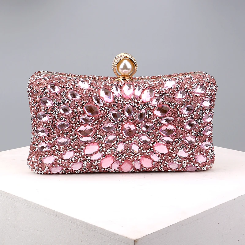 Candy Mix Color Day Clutch Rhinestones Evening Bags Party Diamonds Shoulder Chain Handbags Purse Acrylic