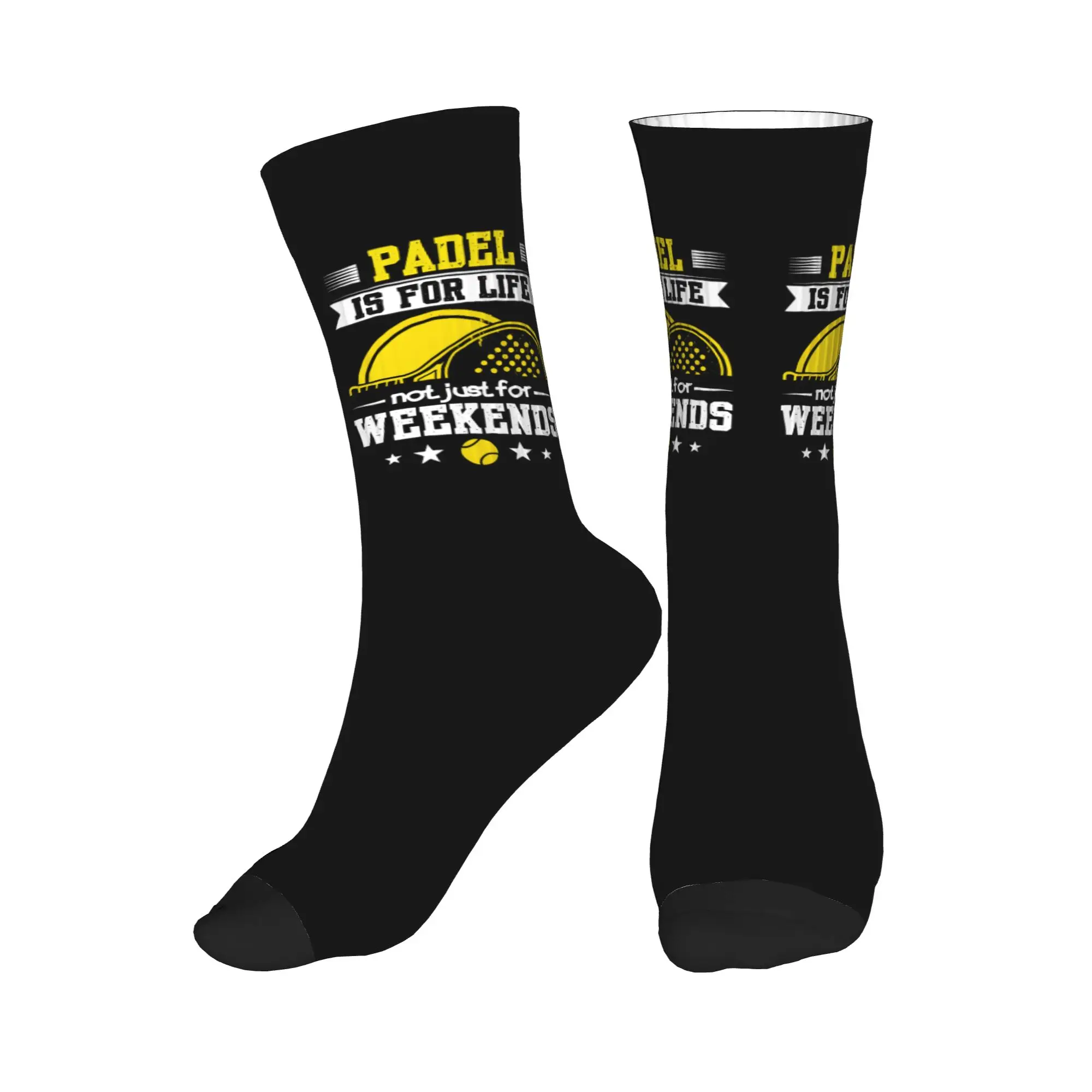 

Fashion Men's Padel Is For Life Not Just For Weekends Dress Socks Warm Breathbale 3D Printed Tennis Racket Sport Crew Socks