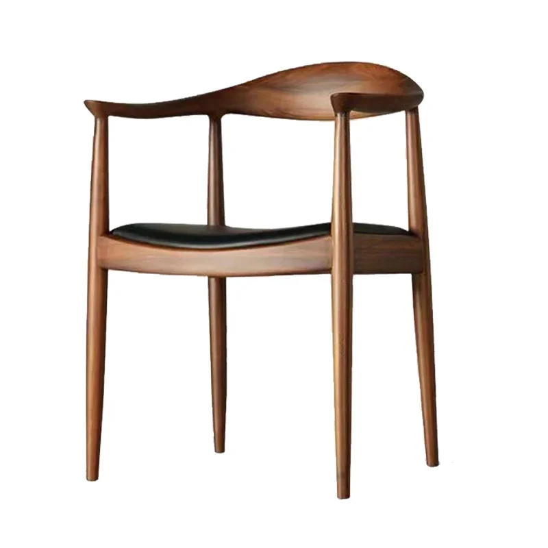 Nordic solid wood dining chairs, simple modern study armrests, rope woven chairs, and backrest chairs for household use