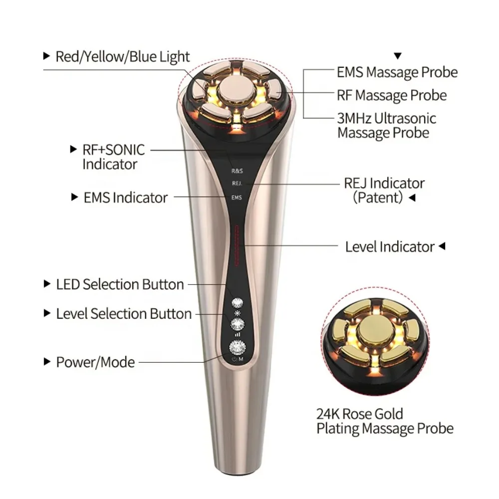 Ultrapulse Electroporation Skin Whitening Microcurrent Facial Toning Device