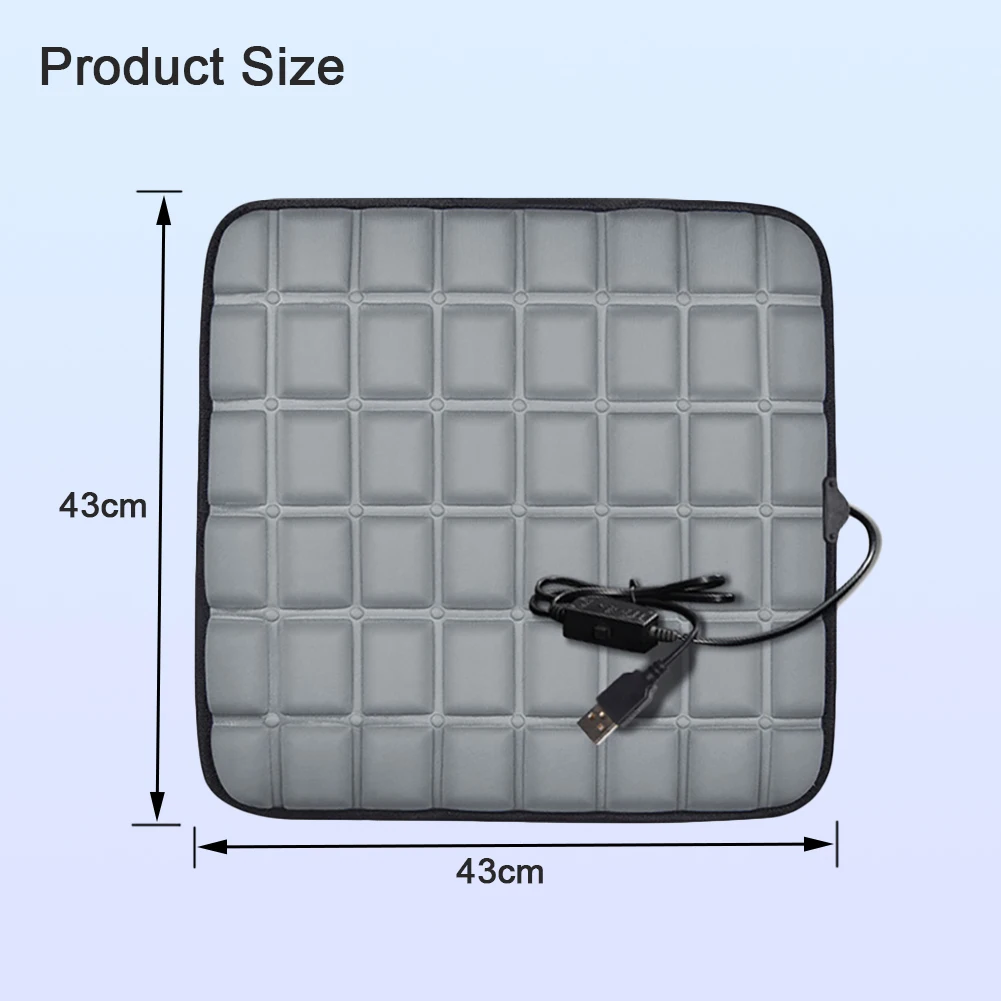 Car Heating Cushion Comfortable Seat Warmer with USB Cable Fast-heating Electric Winter Warm Temperature Adjustable