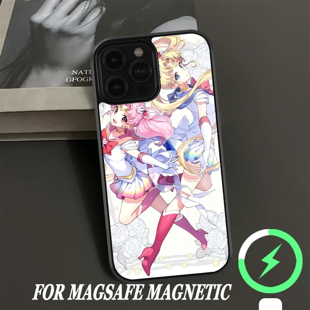 Etui na telefon Kawaii Sailors Star Moon do iPhone'a 11 12 13 14 15 Pro Max Plus Magsafe Magnetic Wireless Cover Charging