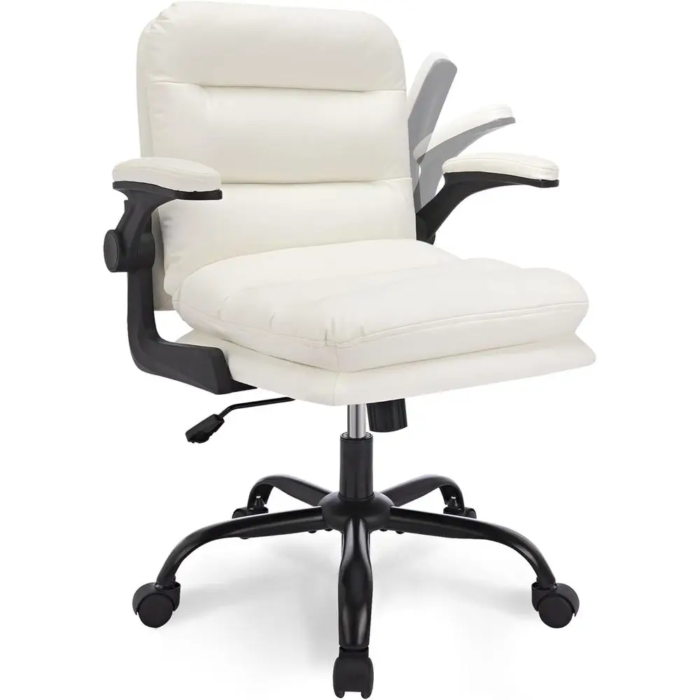 

Ergonomic Swivel Oice Desk Chair with lip-up Armrest and Adjustable Height, Lumbar Support & PU Leather Thickened Cushion