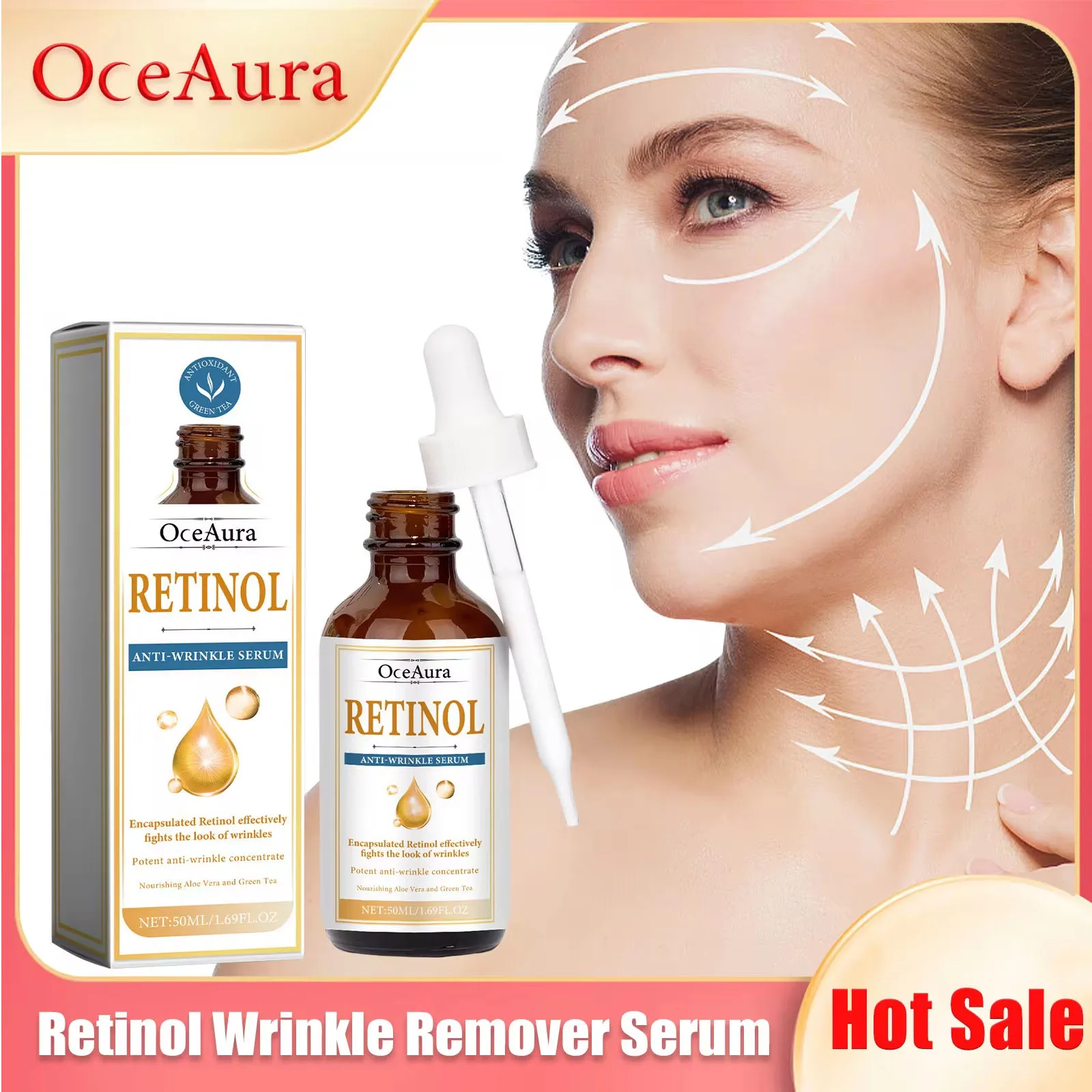 

Retinol Wrinkle Remover Serum Lifting Firm Anti Aging Reduce Fine Lines Fade Dark Spots Improve Dull Whitening Hydrating Essence