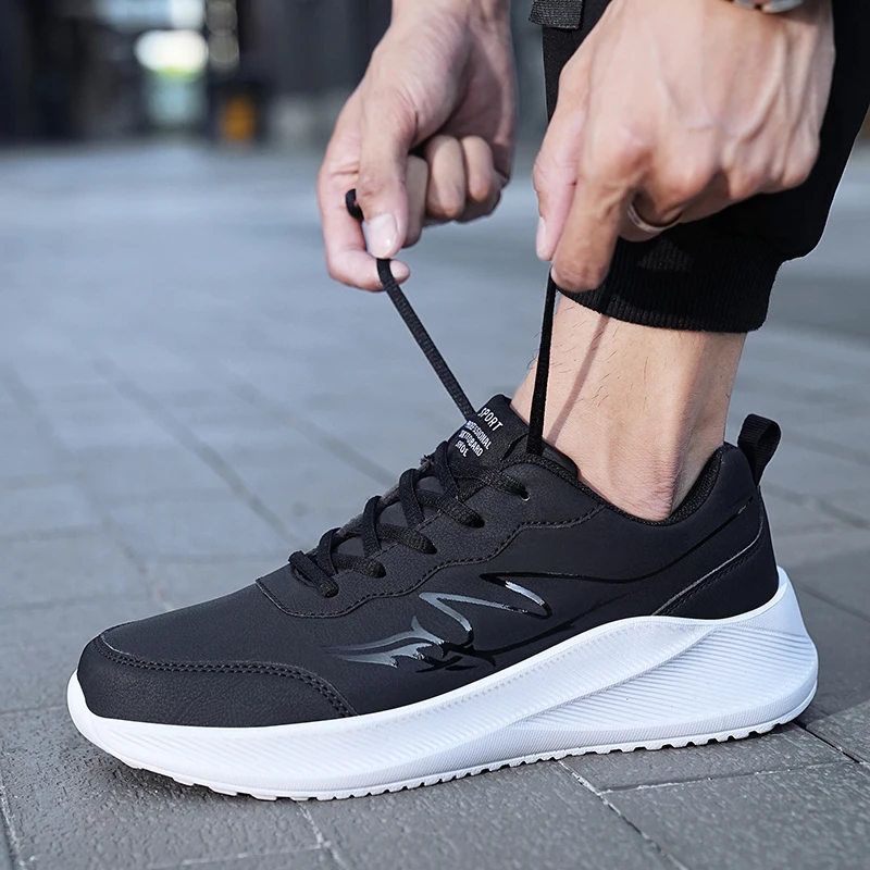 Plus 48 Black Shoes Men Sneakers Light Sports Shoes Thick Sole Breathable Outdoor Fashion Comfortable Casual Sneake Waterproof