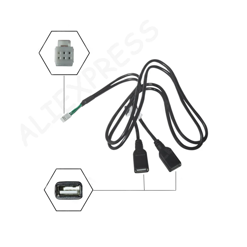 

Wire Harness Plug Connector for Android Radio Navigation, Dual USB 6-Pin Car Multimedia Cable