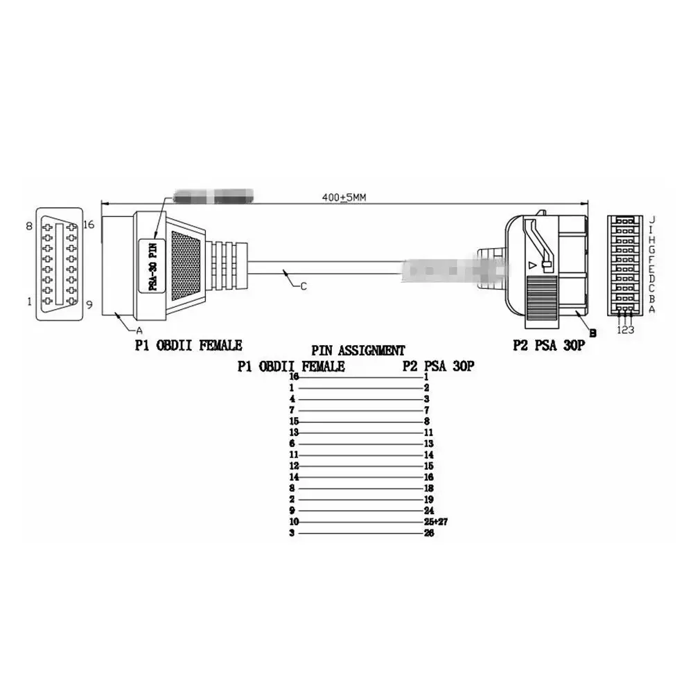 High Quality Lexia3 30pin cable Lexia 3 PSA 30pin cable Lexia 3 30 pin to OBD 30 pin cable  For Citroen/Peugeot