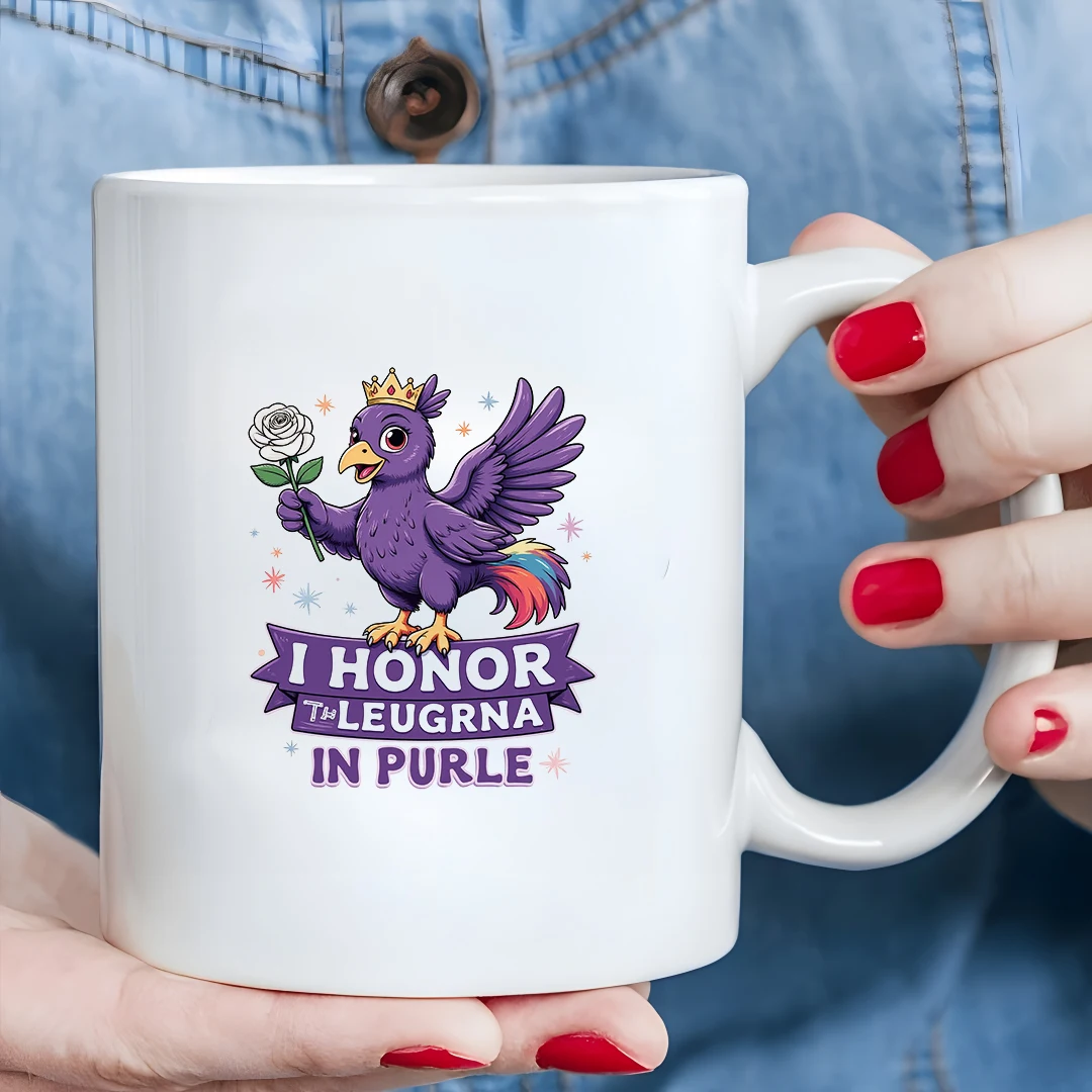 

11oz Cup + Purple Bird Crown Cup + Rainbow Feathers + I HONOR THE LEUGRNA Christmas Gift Kids Office Family Cold & Hot Drink Cup