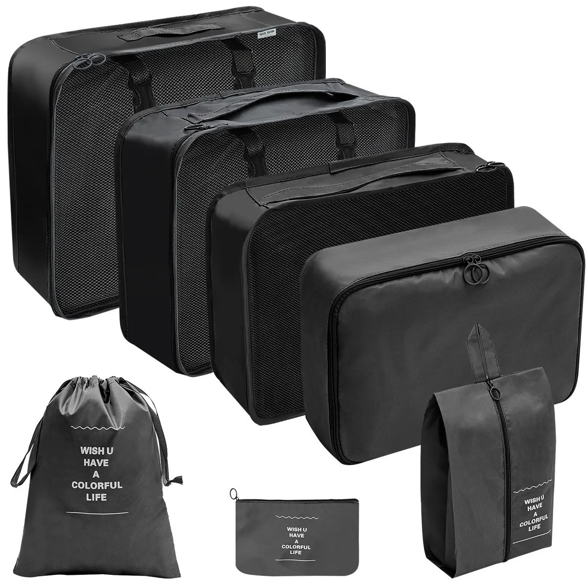 travel Packing Cubes Organizer, Lightweight Luggage Bags with Zipper for Suitcase Clothes Compression, Portable Storage Bag Set