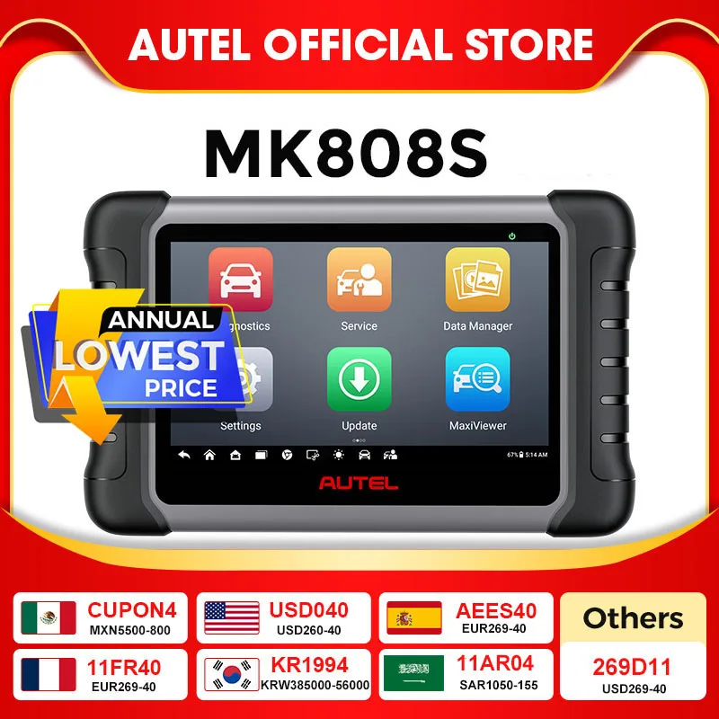 Diagnostic Tools Autel MK808S Car diagnosis Bi-Directional Control Automotive scanner IMMO Key Coding PK MX808S MK808BT PRO