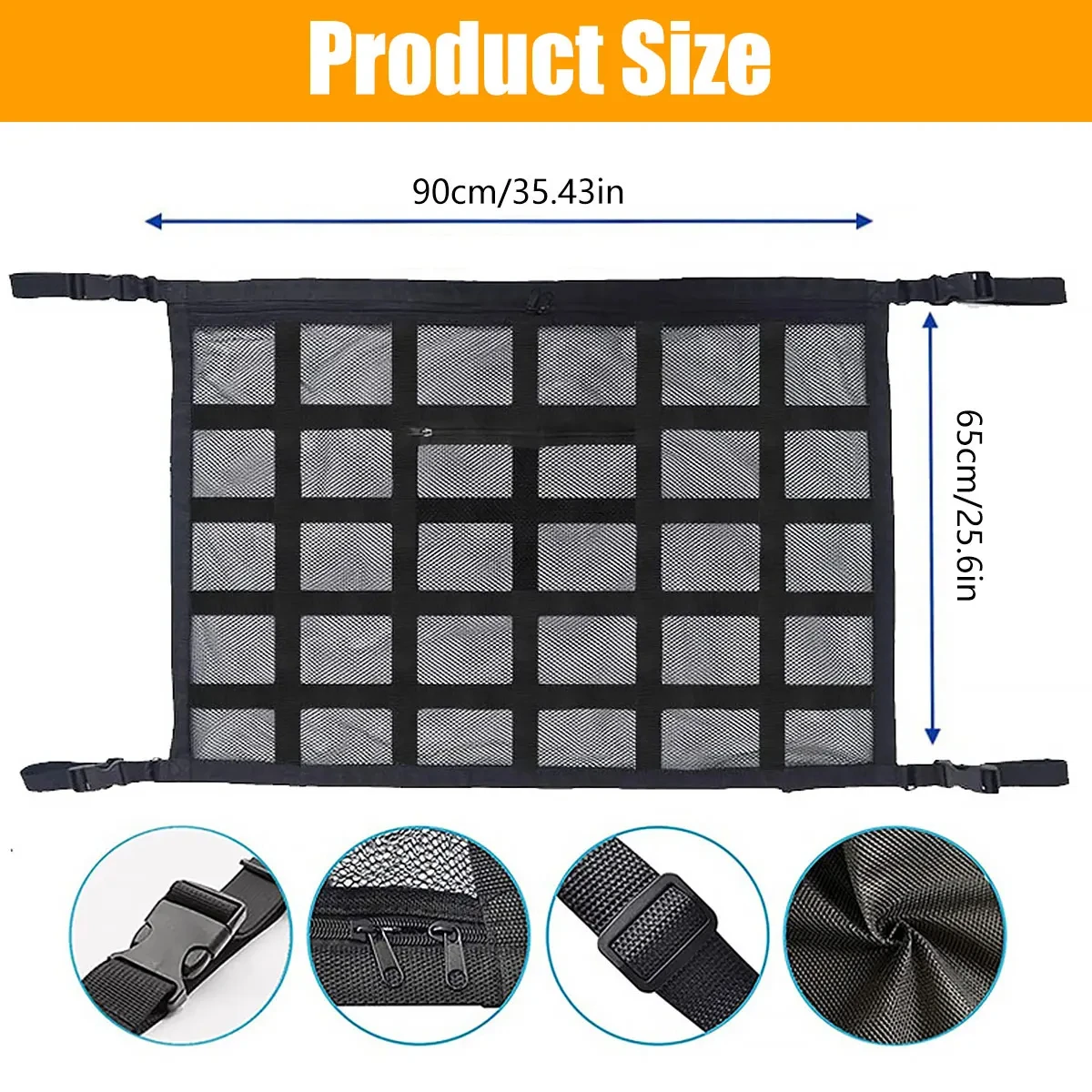 Car Roof Storage Organizer Car Ceiling Cargo Net Strong Load-Bearing Mesh Large Capacity Space Saving Car Ceiling Net Storage