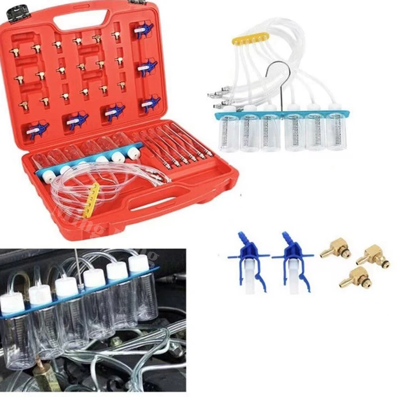 New Diesel Injector Flow Meter Test Kit Common Rail Adaptor Fuel Tester Set