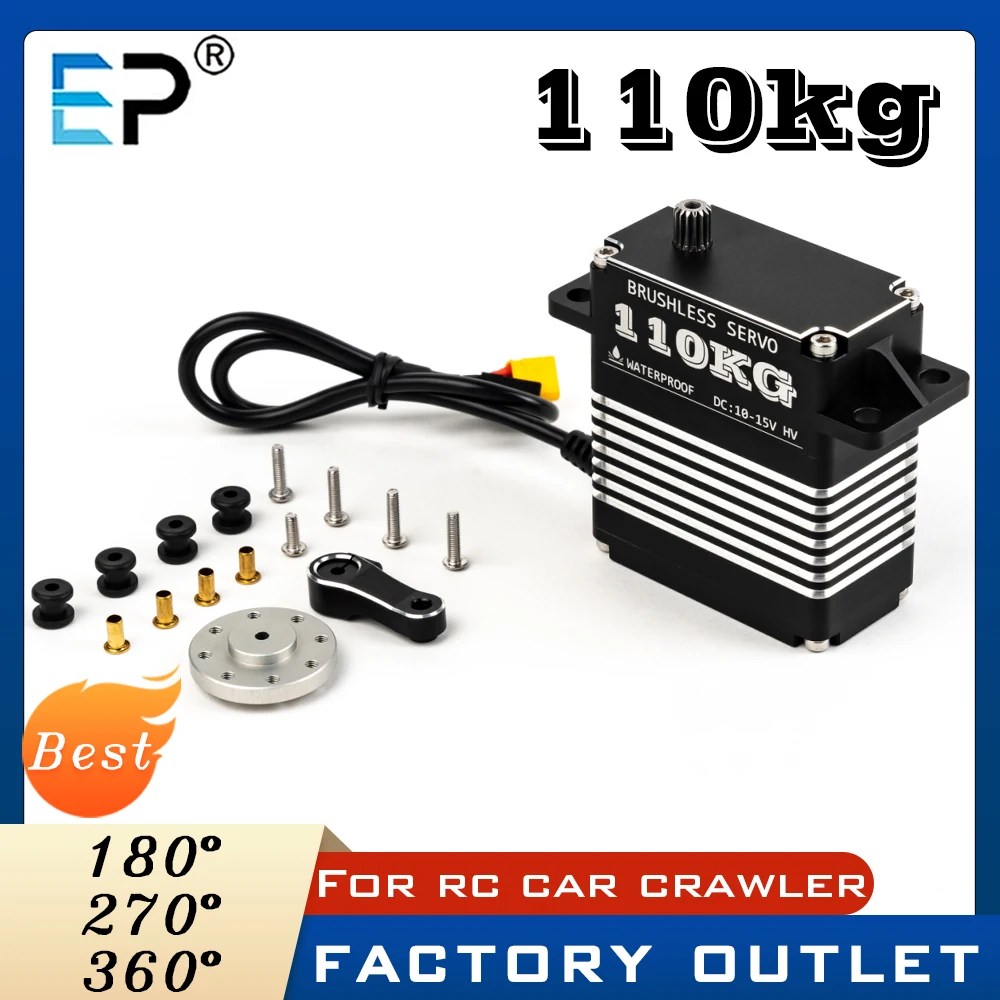 

Цифровой сервопривод E-Power 110 кг 180° ° 270 ° 360 ° Высокомоментный бесщеточный двигатель 10-15В с металлическим редуктором для радиоуправляемых машин 1/5, роботов и DIY-проектов