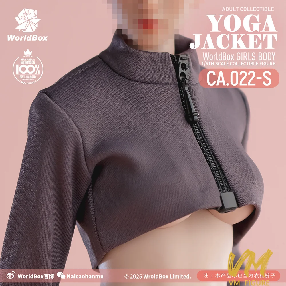 1/6 Worldbox CA022 امرأة موضة اليوغا سترة قصيرة سستة ملابس علوية نموذج صالح 12 ''أنثى الجندي عمل الشكل دمى الجسم لعبة #5