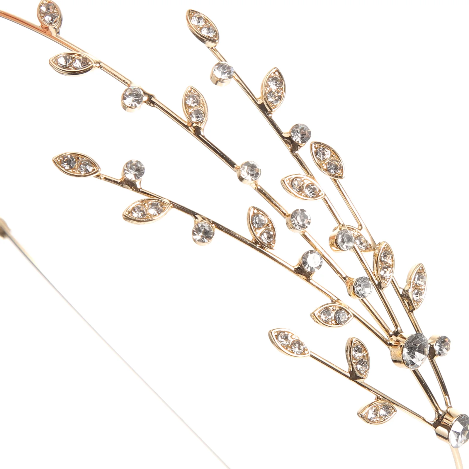 

Headb Hair Accessories Girls Headdress Elastic Branch Wedding Bride Rhinestone Golden Alloy Lightweight Women Party