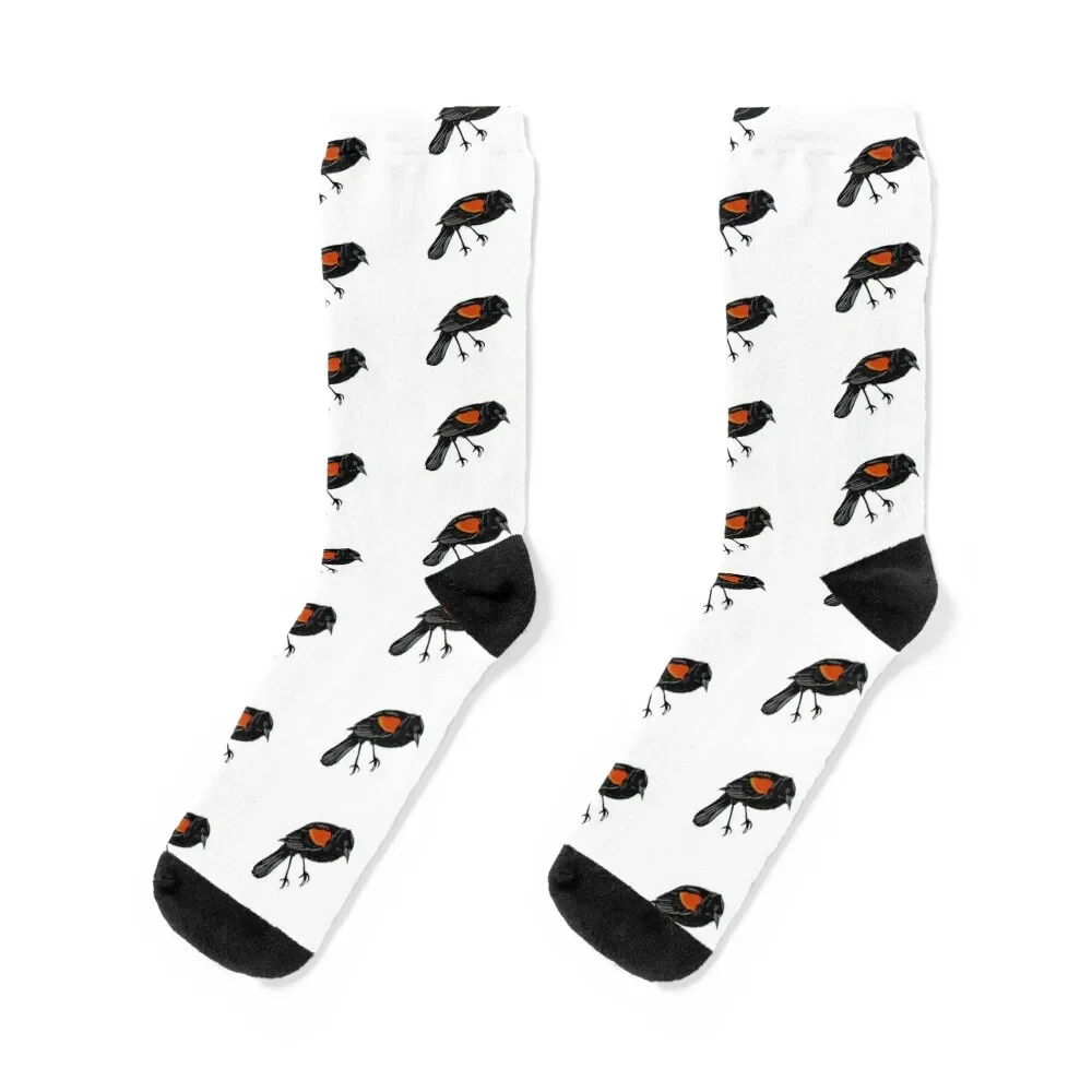 Red wing black bird Socks christmass gift custom Toe sports Socks For Girls Men's