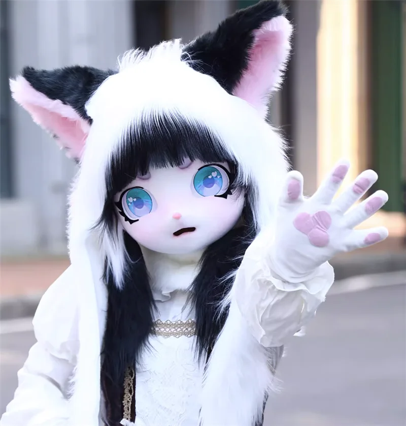 Cosplay Furry Fursuit Kigurumi Headset Costume Rabbit Doll Animal Head Beast Mask Costume Props for Halloween