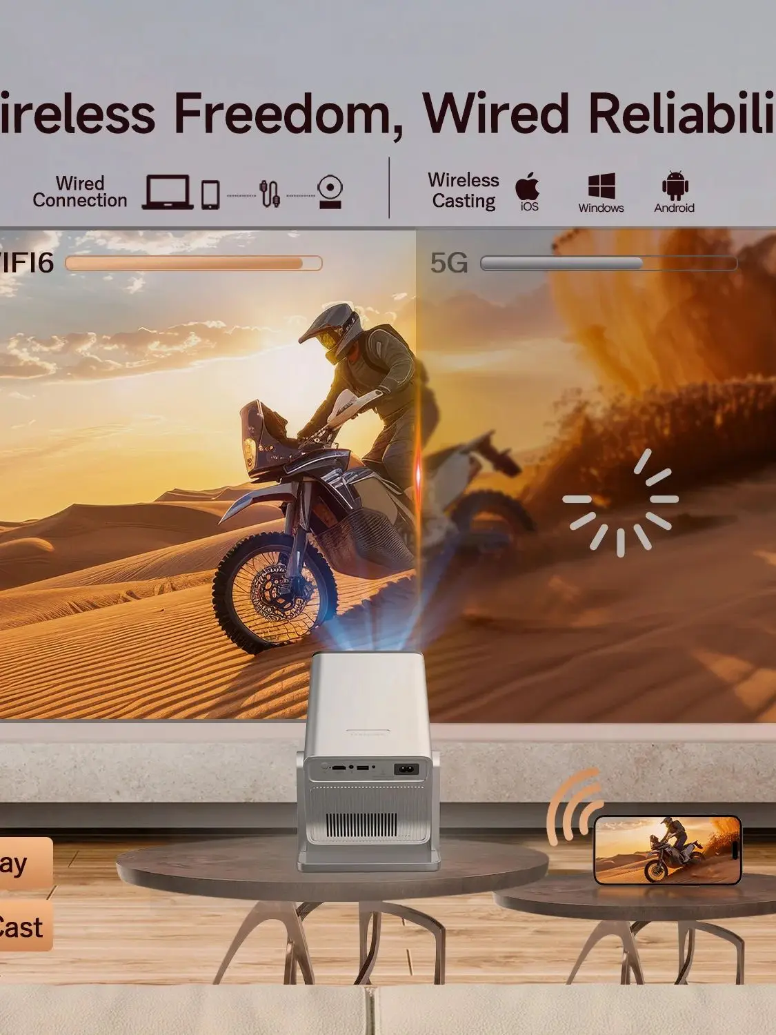 Projektor Magcubic X7 Sterowanie Głosowe Głośnik 5W 8K HD 1080P 1000ANSI Android 14 WiFi6 BT5.4 Projektor do Filmów na Zewnątrz i Kina Domowego — zdjęcie produktu 7