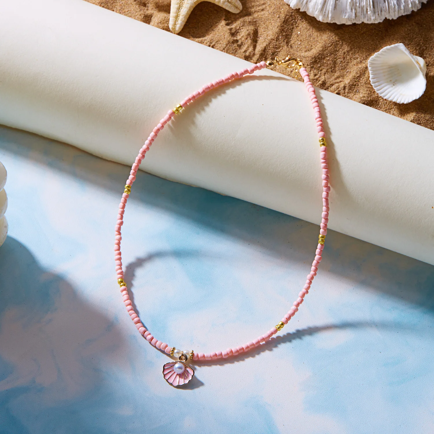 البوهيمي متعدد الألوان الأرز الخرز قلادة للنساء الفتيات اليدوية ستراند مطرز المختنق سلسلة عنق قصيرة مجوهرات اكسسوارات الحفلات #4