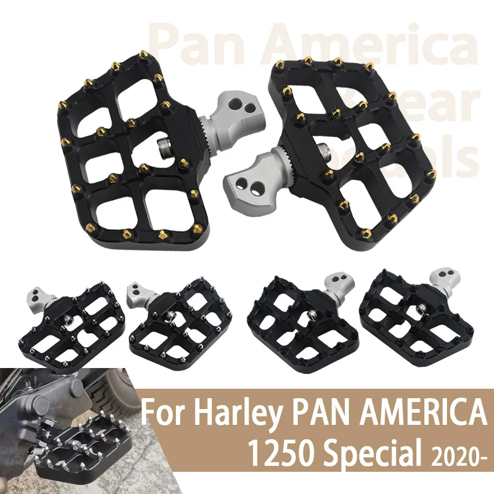 

1 пара подножек для мотоцикла, алюминиевые нескользящие широкие подставки для ног, педали, вращающиеся задние подножки для Harley PAN AMERICA 1250S 1250