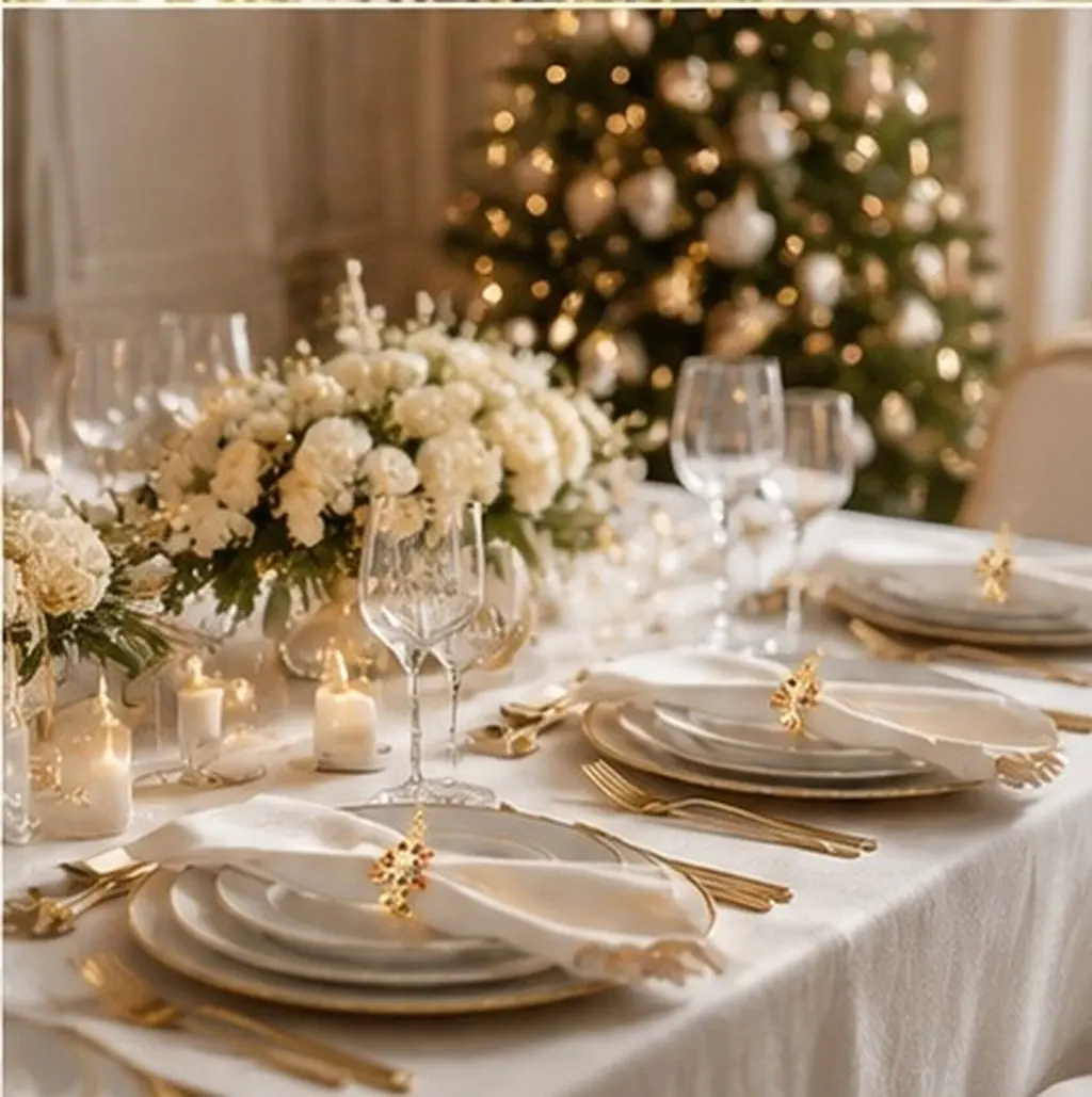 4Pcs Christmas Tree Napkin Rings Alloy Rhinestone-Studded Napkin Holders for Holiday Party Wedding Shower Table Decoration