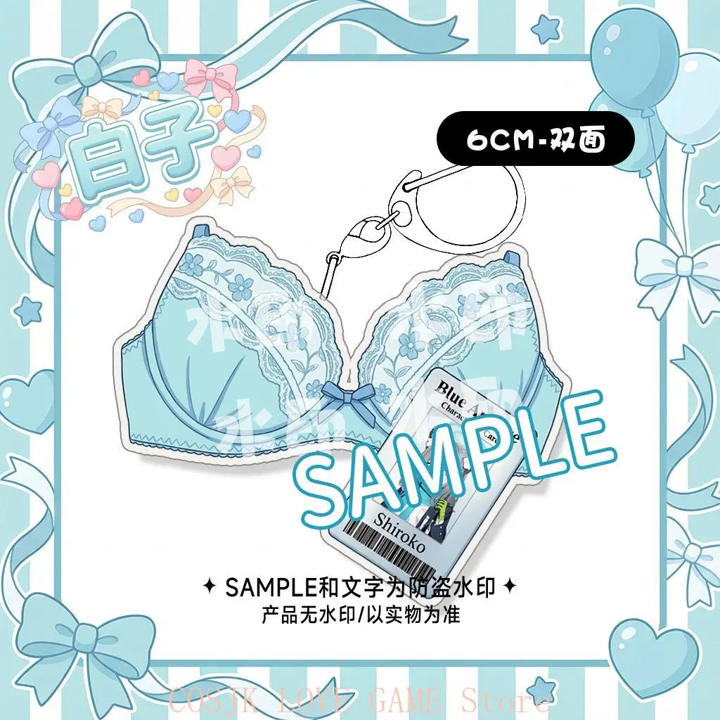 

Cute Anime Sunaookami Shiroko Blue Archive Cosplay Underwear Theme Acrylic Key Chain Pendant Keychains Keyring Xmas Gift