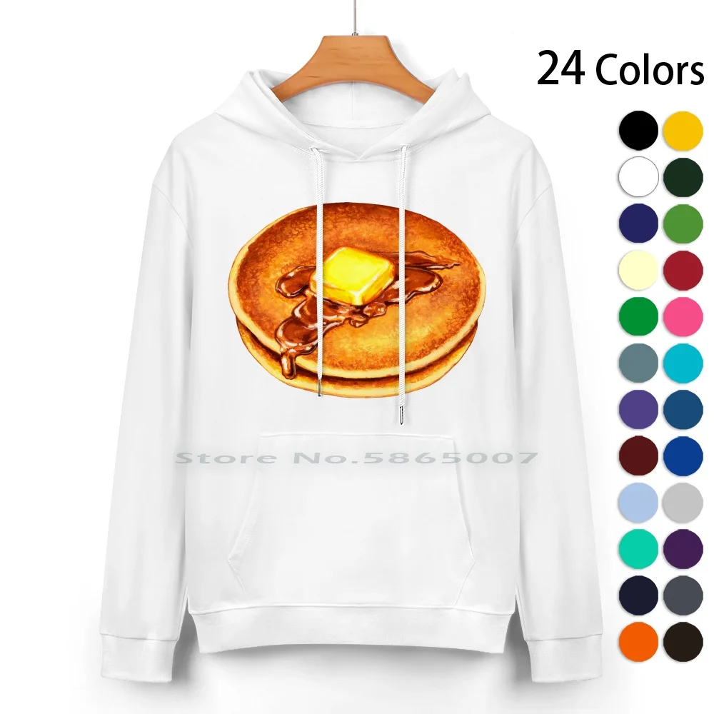 Pancakes Pattern Pure Cotton Hoodie Sweater 24 Colors Pancake Food Breakfast Cute Retro Kitsch Kawaii Vintage 100% Cotton