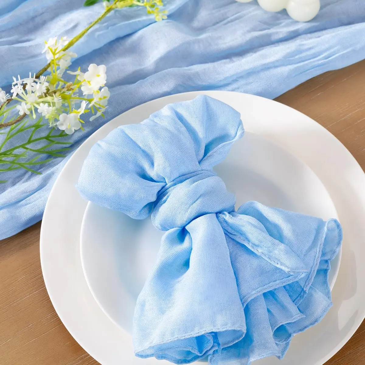 

Blue Cheesecloth Napkins Sky Blue Summer Cheese Cloths Gauze Set of 10 Boho Washable Dinner Table Napkins for Wedding Party