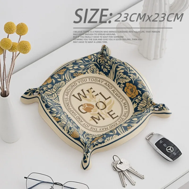 Desktop Storage Tray PU Leather Key Plate Home Decoration Dice Tray key Wallet Coins PU leather folding Storage Box Wholesale