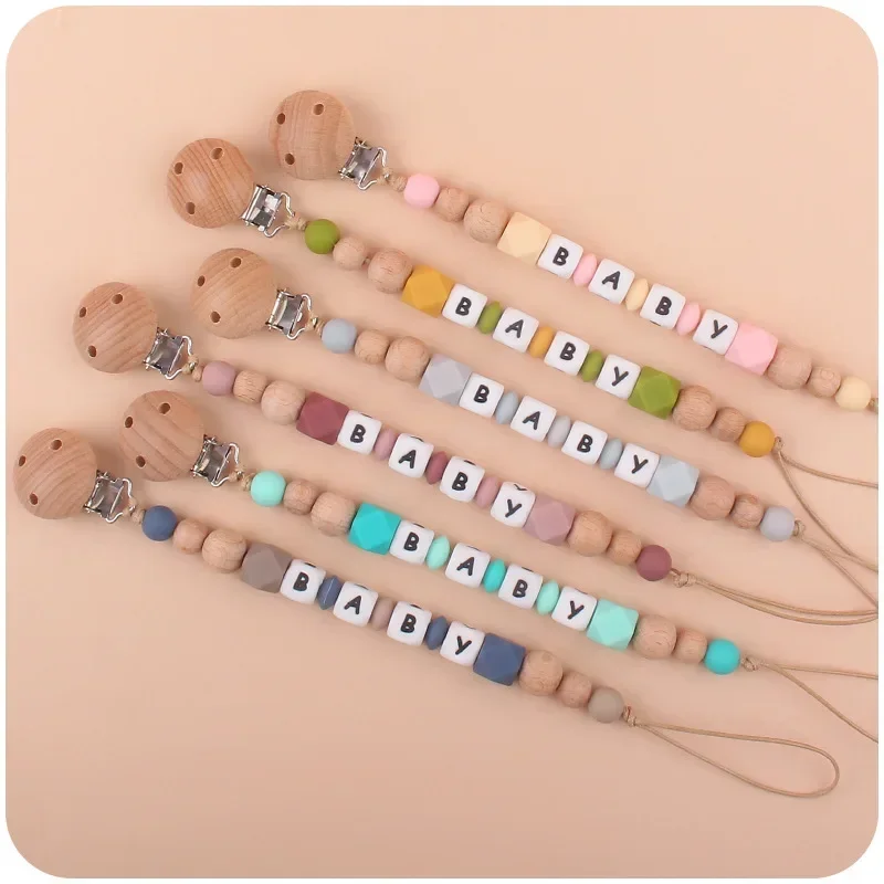 2ps Custom Baby Pacifier Clip Personalized Name Silicone Letter Dummy Holder Nipples Chains Infant Feeding Bracelet Teething Toy view 3