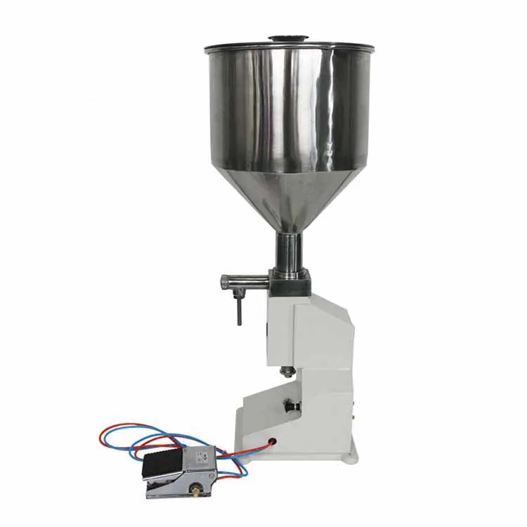 Semi Automatic A02 Pneumatic Small Scale Bottle Tube Sachet Liquid Paste Cream Perfume Serum Filling Machinery With Foot Pedal