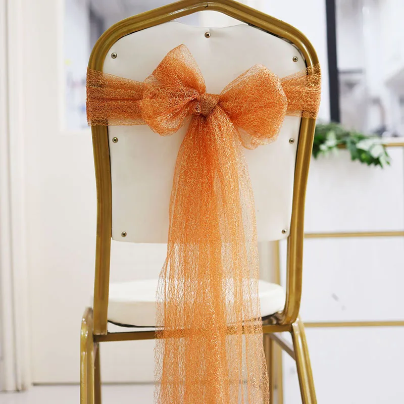 4/6/12/50/100 Pcs Chair Sashes Lace Bow Tie Ribbon Sash Knot Back Belt For Hotel Banquet Country Wedding Party Event Decoration