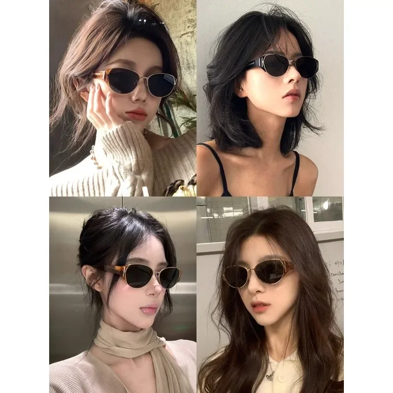 Cat's eye round frame trendy sunglasses versatile