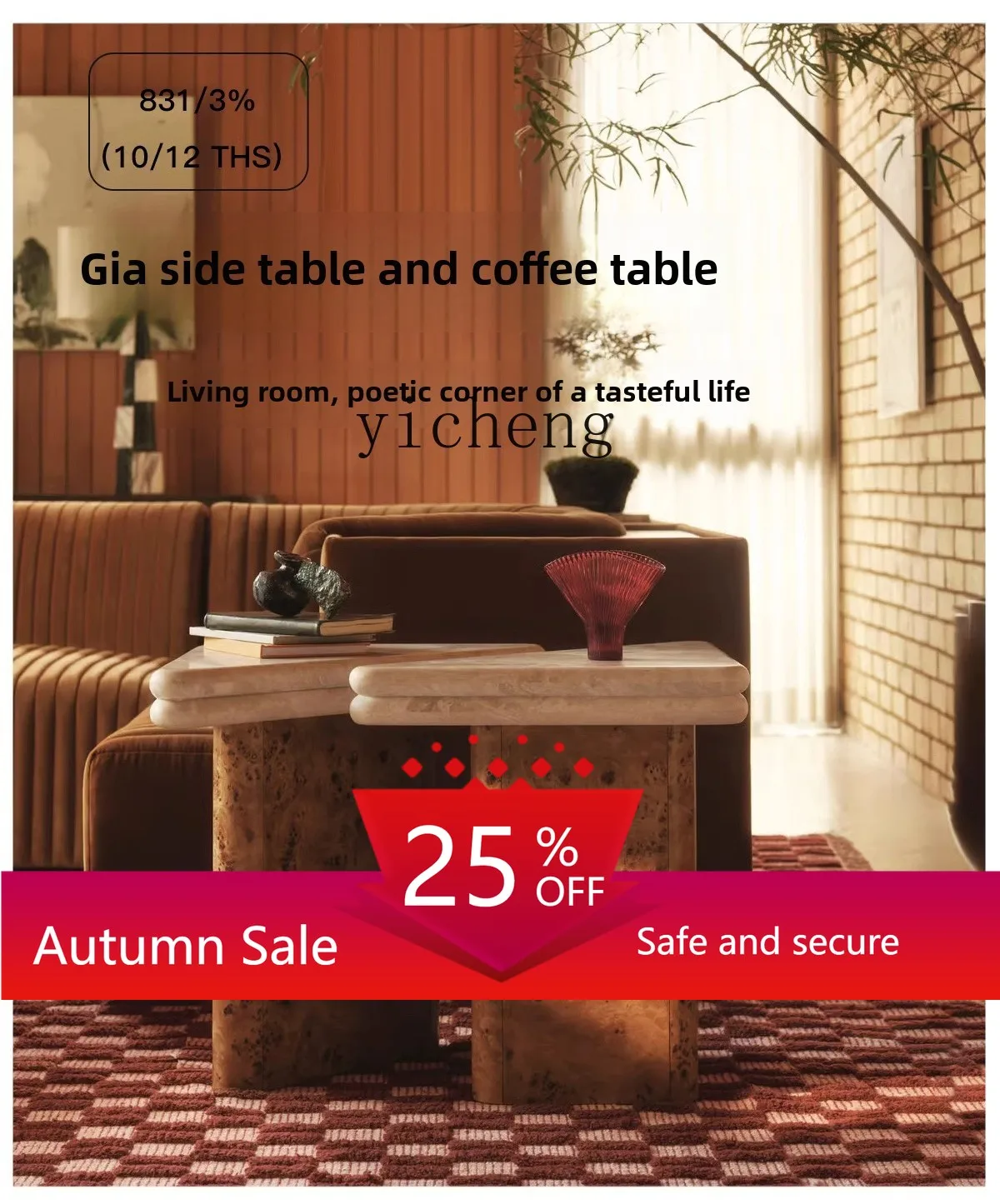 

zz coffee table new retro small apartment combination tea table medieval marble sofa edge table high-end sense home decor