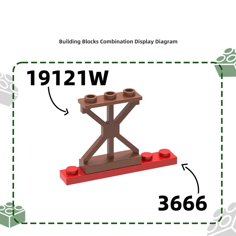MOC 10PCS M-รูป 19121W 1x3x2 ชิ้นส่วนอาคารชุดรั้วประดับบ้านอิฐไอเดียของเล่นเด็กของขวัญวันเกิดเด็ก