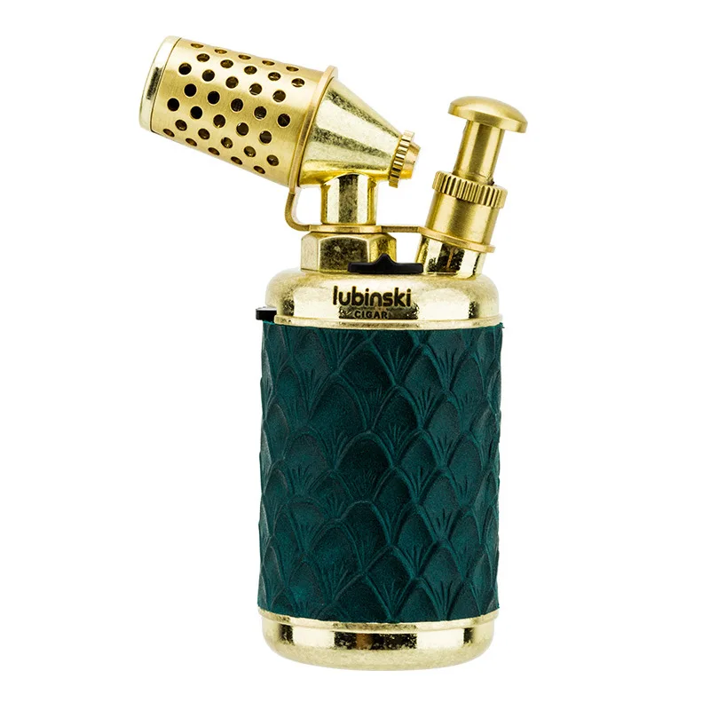 

LUBINSKI прикуриватель для сигар, портативный ветрозащитный одинарный прямой сплав с открывашкой для отверстий в стиле ретро, настольный компьютер