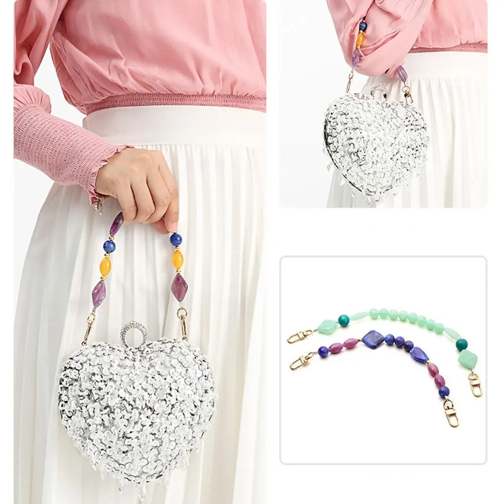 

DIY Colorful Handbag Chain Replaceable Stone Bead Purse Bag Belt Resin Extension Bead Chain Bag Parts Accessories